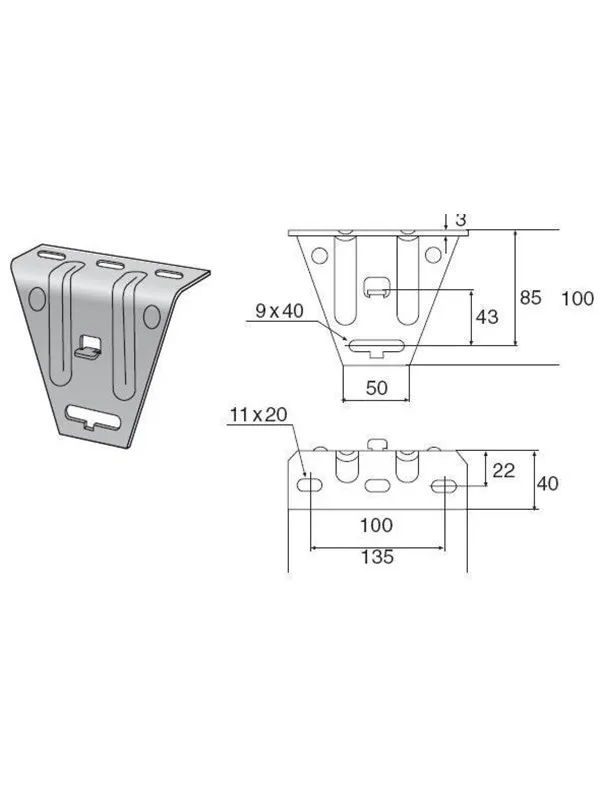 Wibe Ceiling bracket 5 hdg
