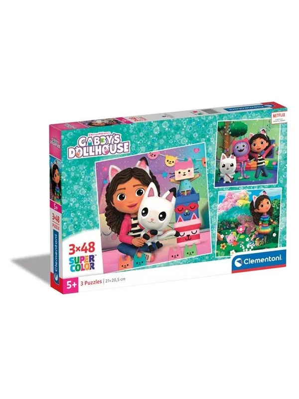 Gabby's Dollhouse Jigsaw Puzzle Super Color Square (3x48 pcs) Gulv