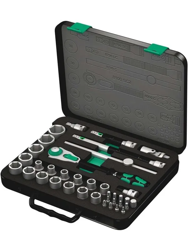 Wera 8100 SC 2 Zyklop Speed Ratchet Set 1/2" drive metric 37 pieces