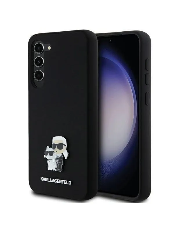 Karl Lagerfeld Silicone Karl&Choupette Metal Pin case for Samsung Galaxy S24+ - black