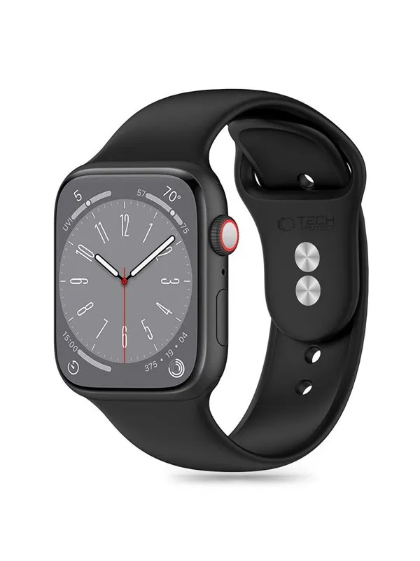 Tech-Protect Silicone Strap for Apple Watch 4 / 5 / 6 / 7 / 8 / 9 / SE / Ultra 1 / 2 (42 / 44 / 45 / 49 mm) - Black