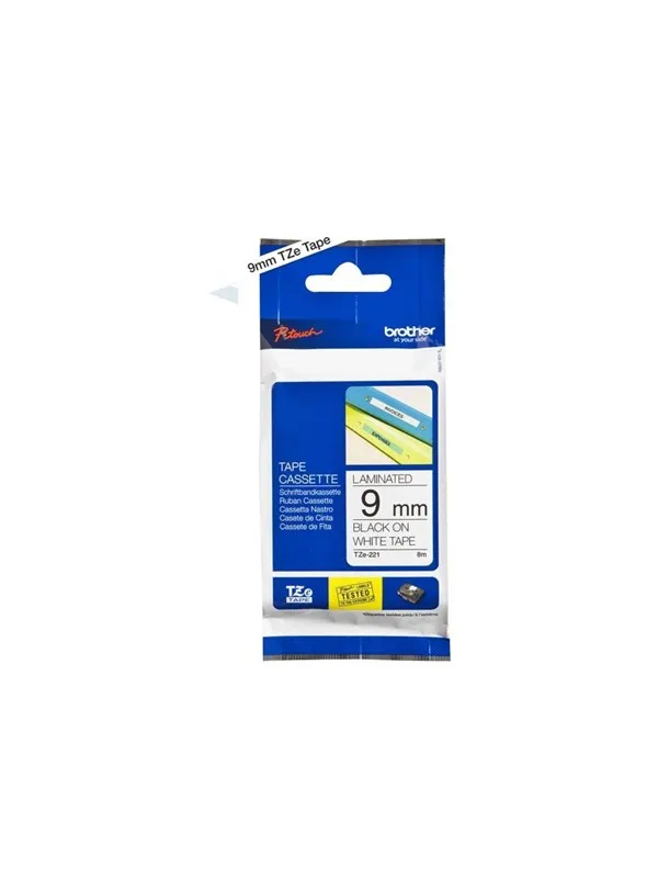 Brother TZe 221 - Black On White - Roll (0.9 cm x 8 m)