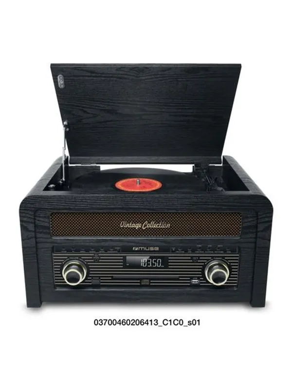 Muse MT-115 W Turntable Micro system FM BT CD USB Retro - Platespiller Svart