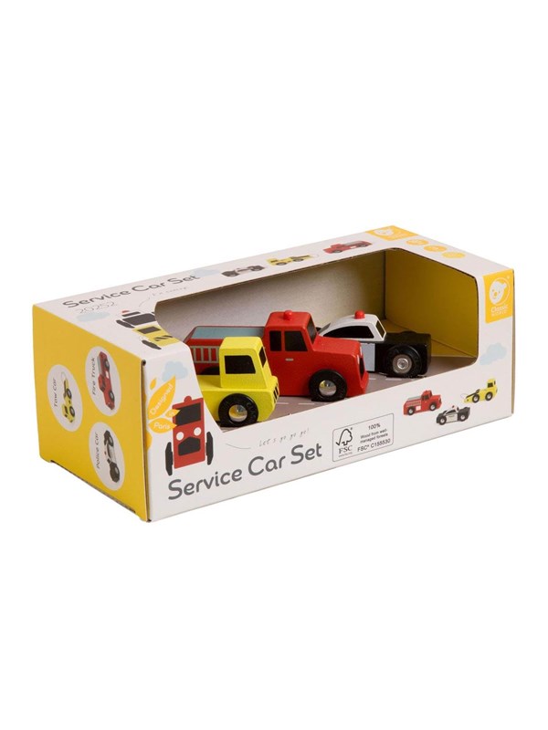 Classic World Wooden Emergency Service Cars Set 3pcs.