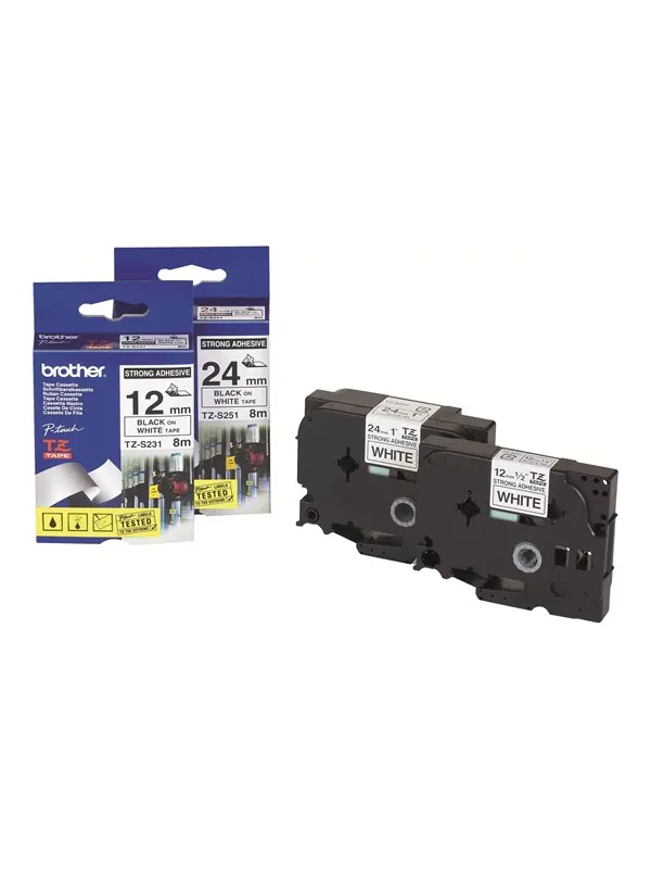 Brother Tape brother 12 mm black/white tze-s231 strong adhesive