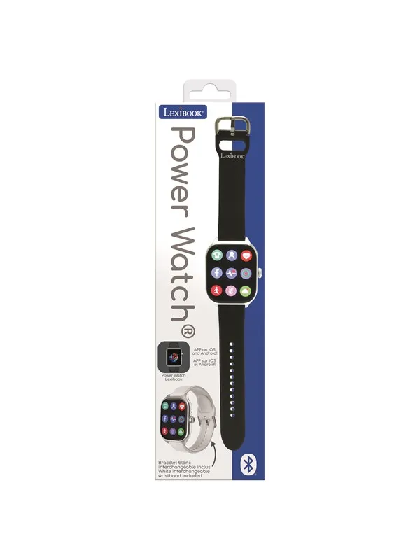 Lexibook Bluetooth smartwatch with touch screen including social health and multimedia functions