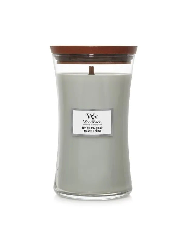 WoodWick Scented candle with wooden lid - Lavender & Cedar