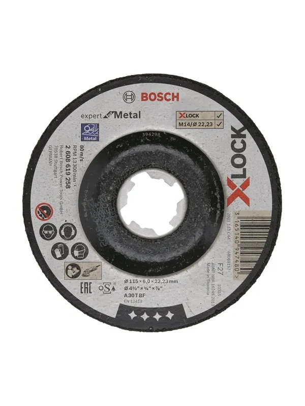Bosch X-LOCK Expert for Metal, 115 x 6 x 22,23, senket sliping A 30 T BF, 115 mm, 6,0 mm