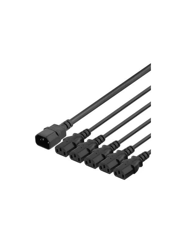 Deltaco - power splitter - IEC 60320 C14 to power IEC 60320 C13 - 1 m