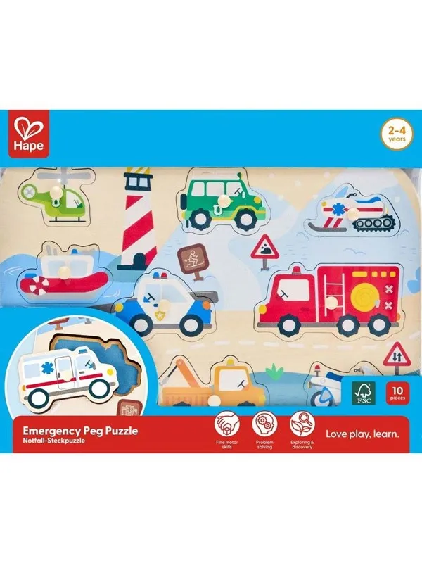 Hape Emergency Vehicles Peg Puzzle