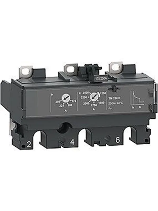 Schneider Electric Current relay TM250D for ComPacT NSX 250 circuit breakers bimetallic/electromagnetic rated current 250 A.