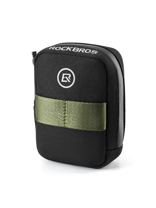 Rockbros Mini Saddle Bag with CO2 Cartridge Holder - Black/Green