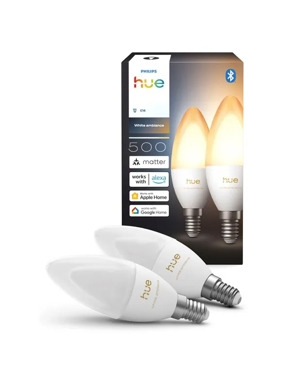 Philips Hue Mignon - E14 lyspærer - White ambiance - 2-pakning