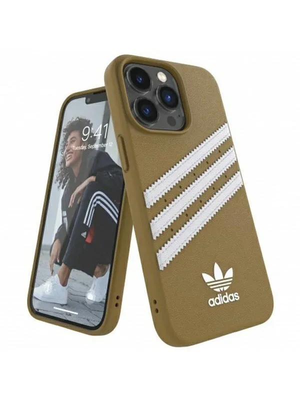 Adidas  OR Moulded Case PU for iPhone 13 Pro Max - Beige and Gold