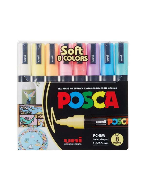 POSCA  marker sæt Soft Colors PC-5M 8 ass.