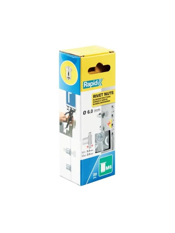 Rapid Rivet Nuts M6 20pcs + Drill Box