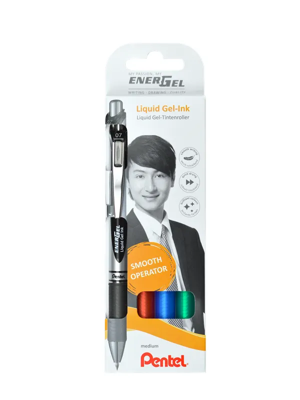 Pentel BL77-4 Energel 0.7mm - 4-Pack (Black - Red - Blue - Green)