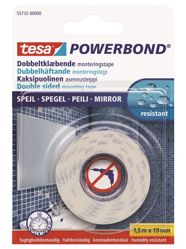 tesa Powerbond Mounting Tape Mirror 1.5m x 19mm