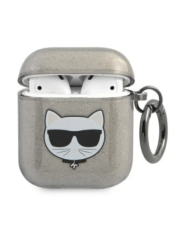 Karl Lagerfeld KLA2UCHGK AirPods 1/2 cover black/black Glitter Choupette