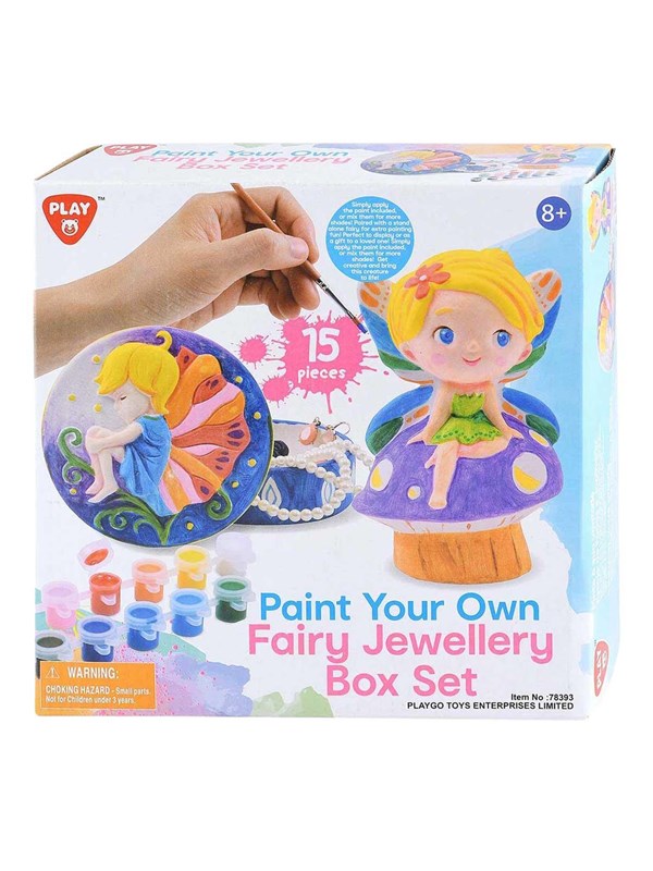 Playgo Paint Your Own Fairy Tale Jewelry Box - 8pcs.