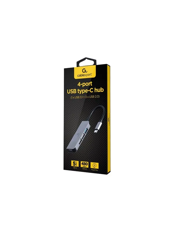 Gembird Cablexpert - hub - 4-port USB type-C - 4 ports USB-hub - 4 porter - Grå