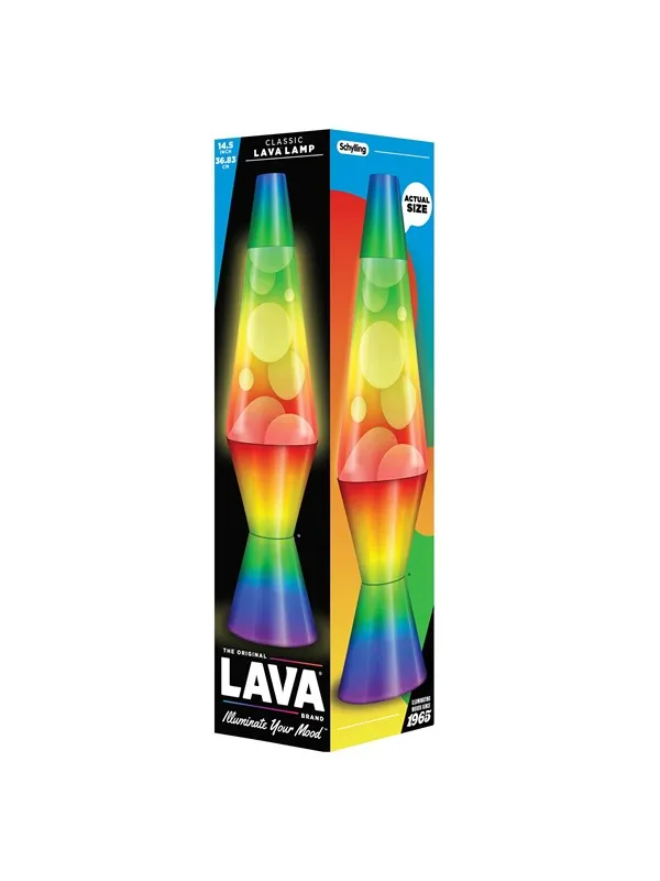Lava Lamp 37cm White/Tri-colour Rainbow Base