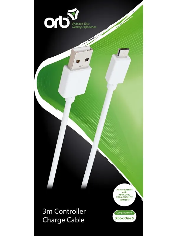 Orb XBox One 3M Charge Cable - Wired Charging cable for wireless game controller - Microsoft Xbox One