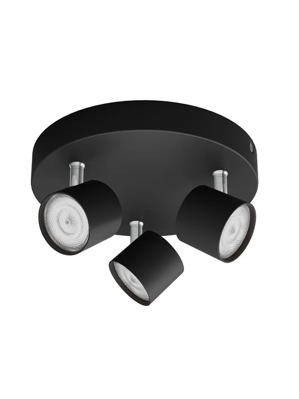 Philips STAR plate/spiral black 3x4.5W SELV Dim