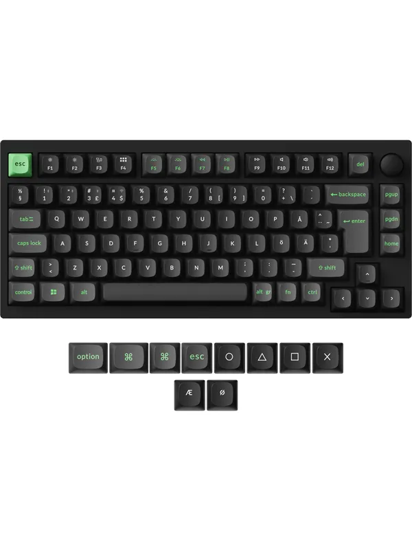 Keychron Lemokey P1 HE - 75% Knob Wireless Tri-Mode QMK/VIA Gateron 2.0 Magnetic Switch (Hall Effect) - Gamingtastatur - Uten numpad - Nordisk - Svart