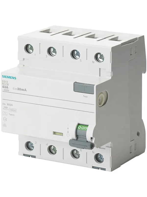Siemens Rccb 4-polet type a 63a 30 ma 400vac 5sv3346-6