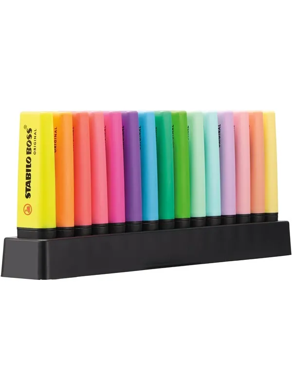 STABILO BOSS Original 15 ass. colours highlighter with water-based ink refillable