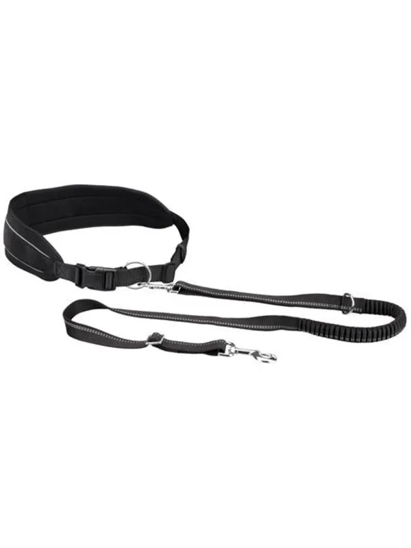 Trixie Waist belt with leash neoprene padded belt: 70-130 cm/9 cm  leash: 1.20-1.50 m/25 mm graphite/black