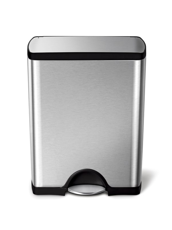 Simplehuman 50L rektangulær pedalbøtte, børstet rustfritt stål