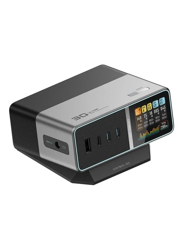 CUKTECH TA3005U 300W 5-in-1 Charging Station with Digital Display - Silver