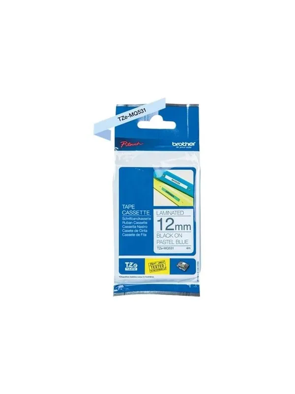 Brother TZEMQ531 / TZe-MQ531 Black on Pastel Blue Ribbon (12mm x 4m)
