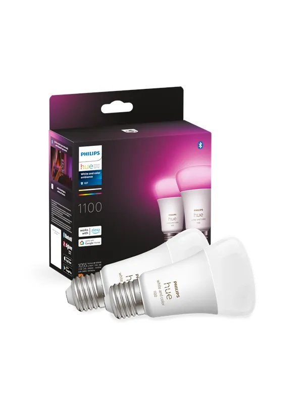 Philips Hue White & Color Ambiance A60 E27 smartpære (2-pakning)