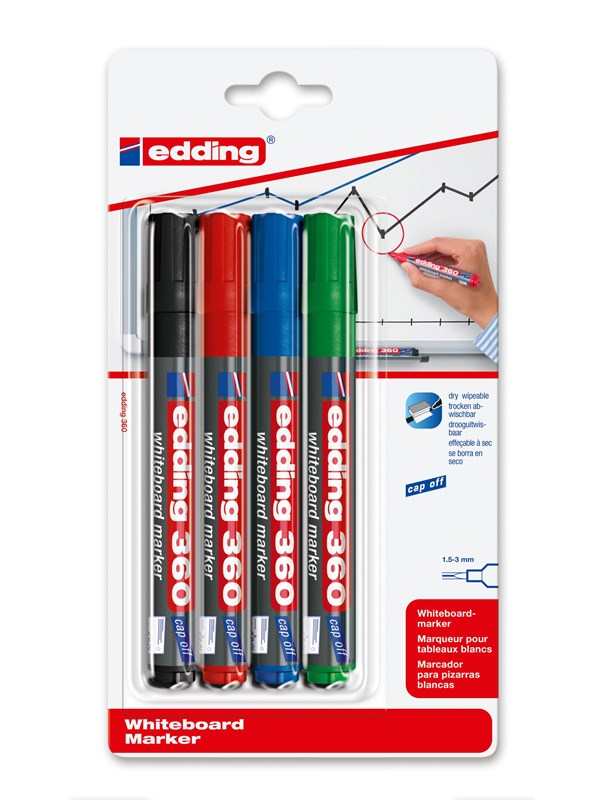 Edding e-360 whiteboard marker set of 4 assorted