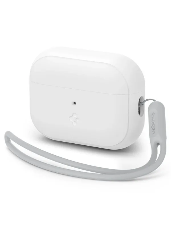 Spigen Case Silicone Fit White + Strap Gray - AirPods Pro (2nd Gen)
