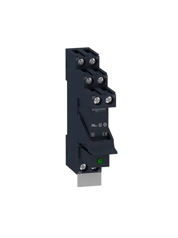 Schneider Electric Zelio rsb plug-in relay premounted in socket with diode and legend 2 c/o 8a contacts and 12vdc supply