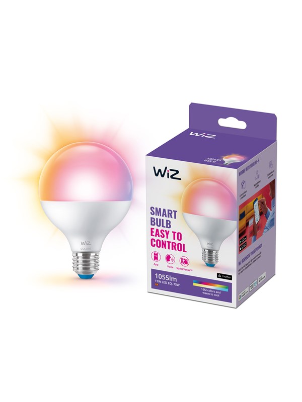 WiZ Color G95 E27 Smart Stor Globe Pære - RGB / 16 Millioner Farger + Dimbar Hvit LED