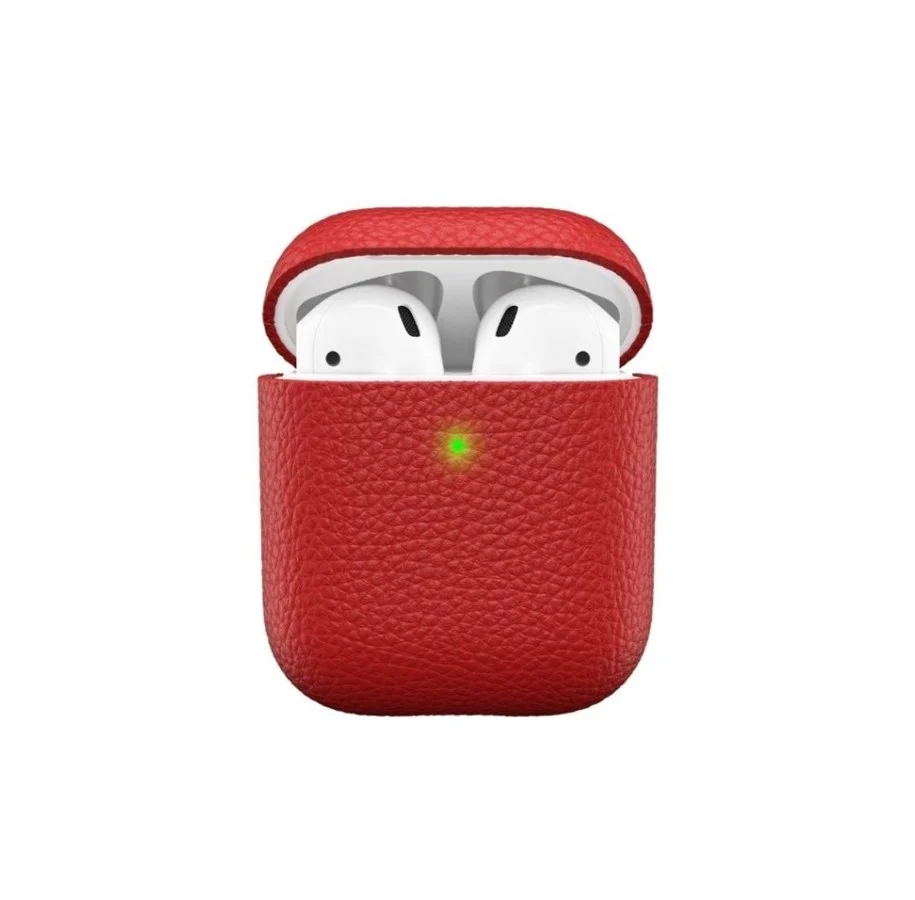 KeyBudz PodSkinz Artisan Series Leather Case - Handcrafted Leather Case for your Airpods - Red
