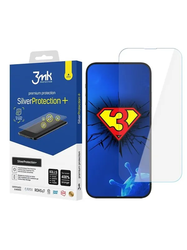 3mk iPhone 14 Pro Max / 14 Plus Antibacterial Gaming Screen Film  Silver Protection+