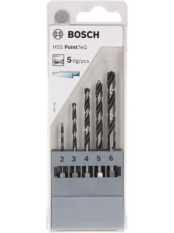 Bosch HSS PointTeQ sekskantbor, sett med 5 stk. 2/3/4/5/6 mm