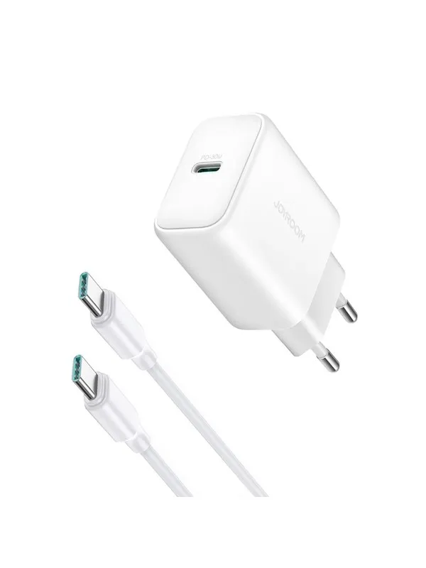 Joyroom JR-TCF24 USB-C PD 30W QC SFC network charger - white + 1m USB-C cable