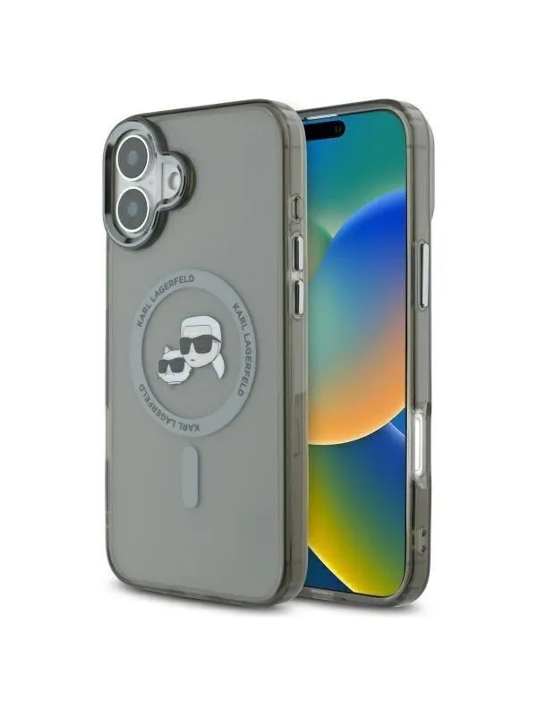 Karl Lagerfeld IML Metal Karl&Choupette Head MagSafe Case for iPhone 16 Plus - Black