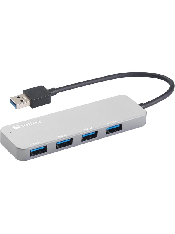 Sandberg 4-Port USB 3.0 Hub USB-hub - USB 3.0 - 4 porter - Sølv