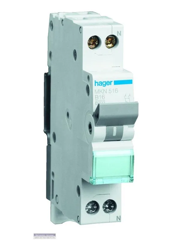 Hager Miniature circuit breaker mcb 1p+n 6ka c-10a