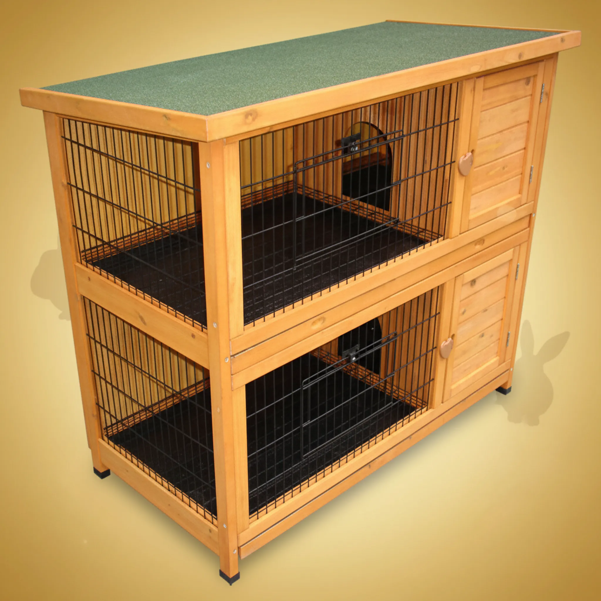 Dobbelt utebur til kanin i tre med ben  -  116Ã61Ã111 cm