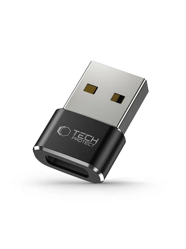 Tech-Protect UltraBoost USB-A (Male) / USB-C (Female) Adapter - Black USB-hub - USB 2.0 - Svart