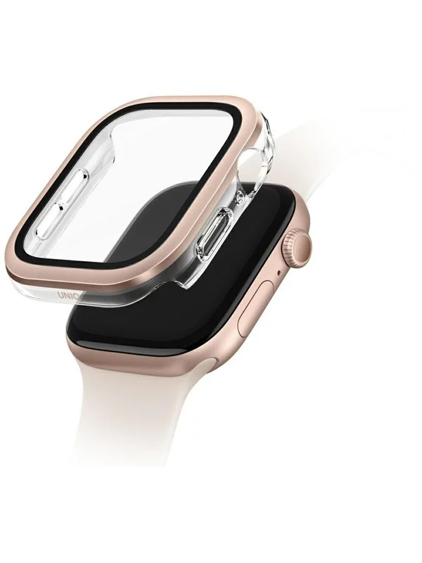 UNIQ Voute Tempered Glass Case for Apple Watch 10 46mm - Rose Gold